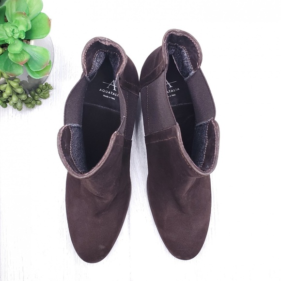 Aquatalia Jaelyn Weatherproof Suede Wedge Boots 10